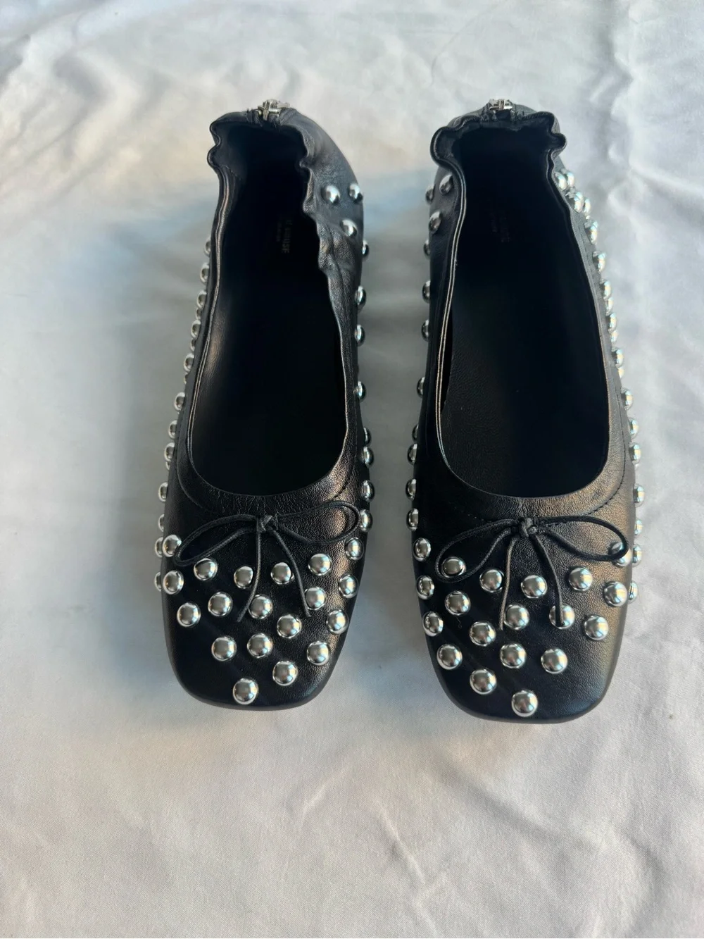Golden Goose Deluxe Brand Leather Black Silver Studs Ballet Amy Flat EU 37/US 7